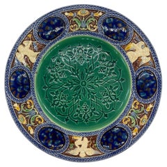 Minton Majolica Medieval Style Large Cabinet Plate, Dated 1867