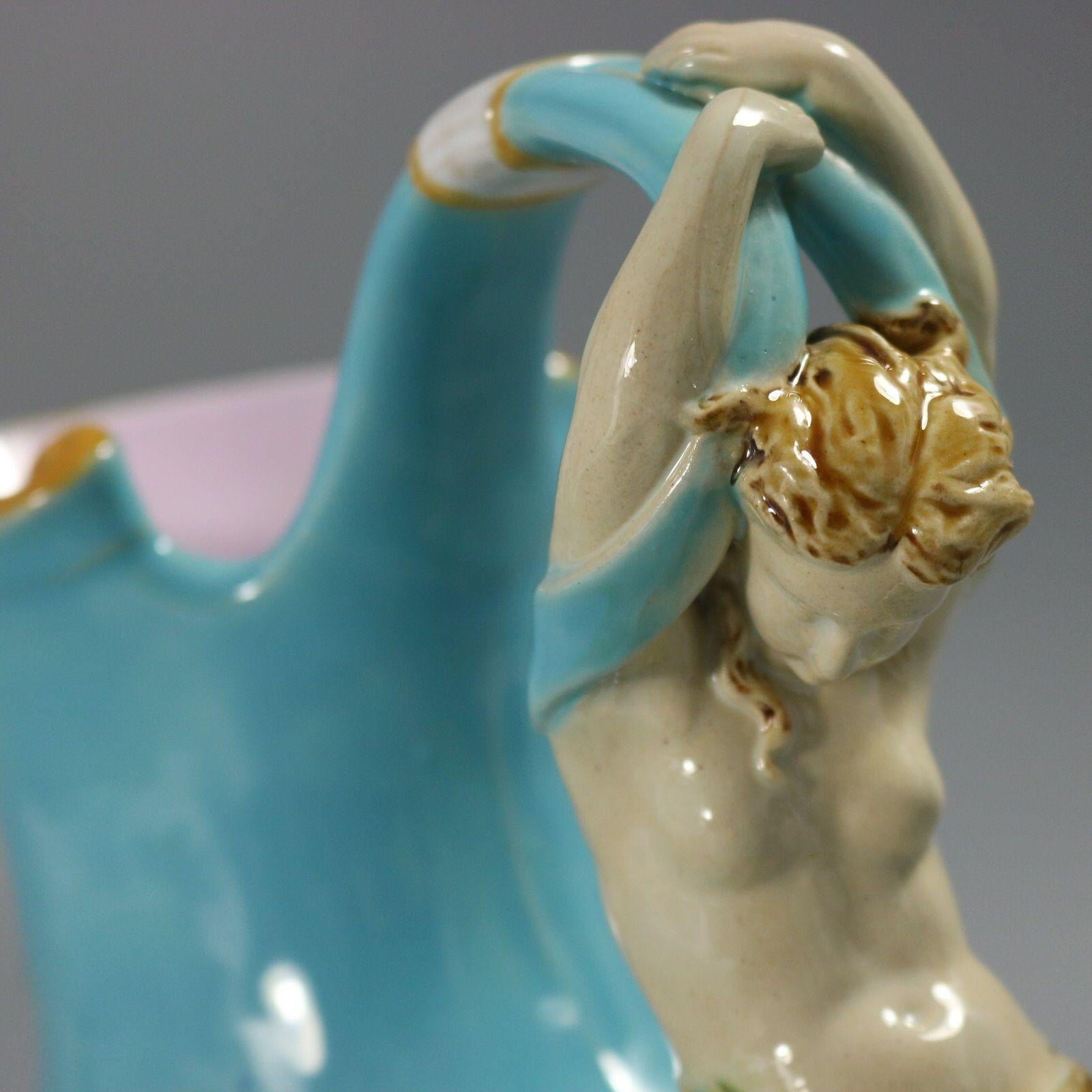 Minton Majolica Mermaid and Cherub Wine Pitcher For Sale 7