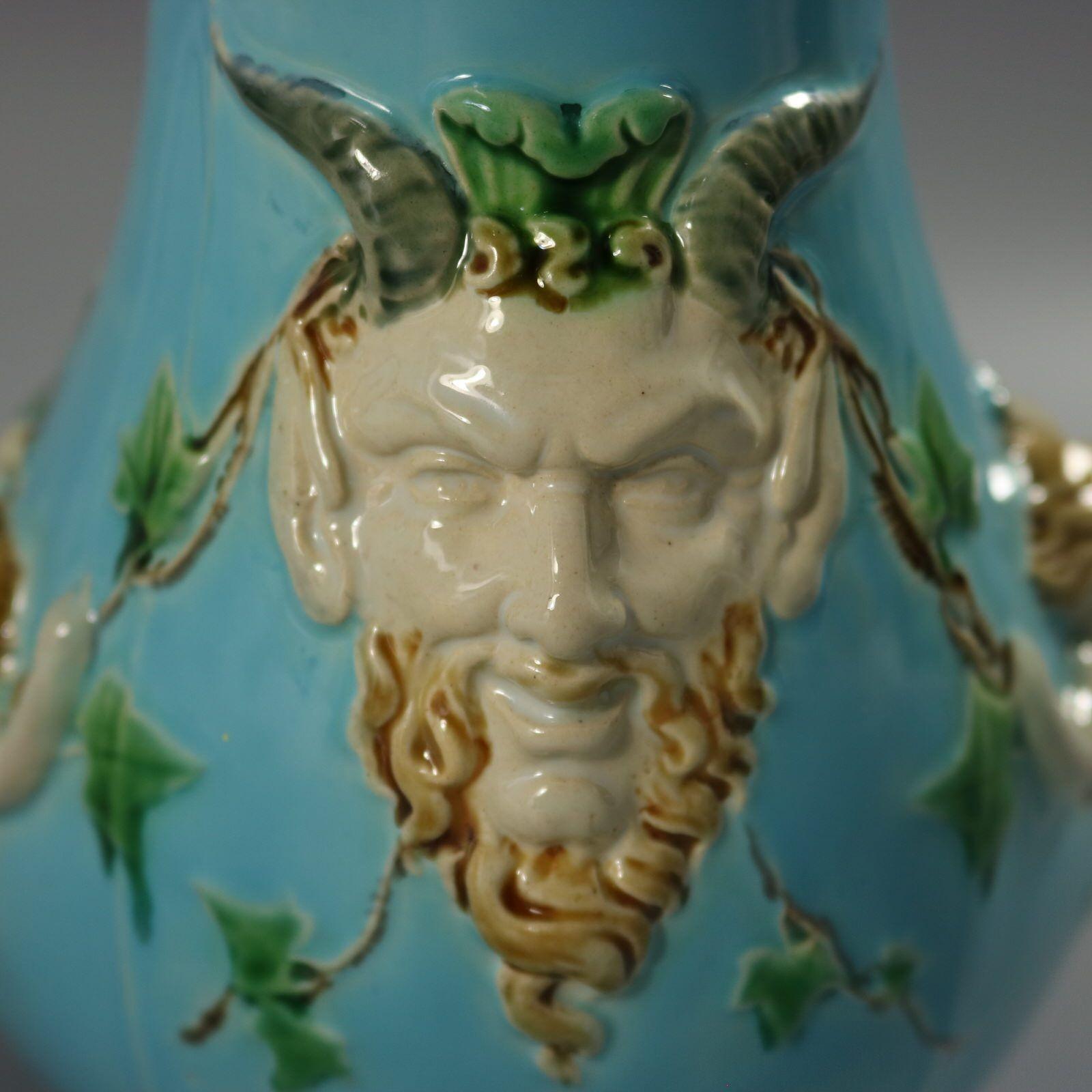 Minton Majolica Mermaid and Cherub Wine Pitcher For Sale 8
