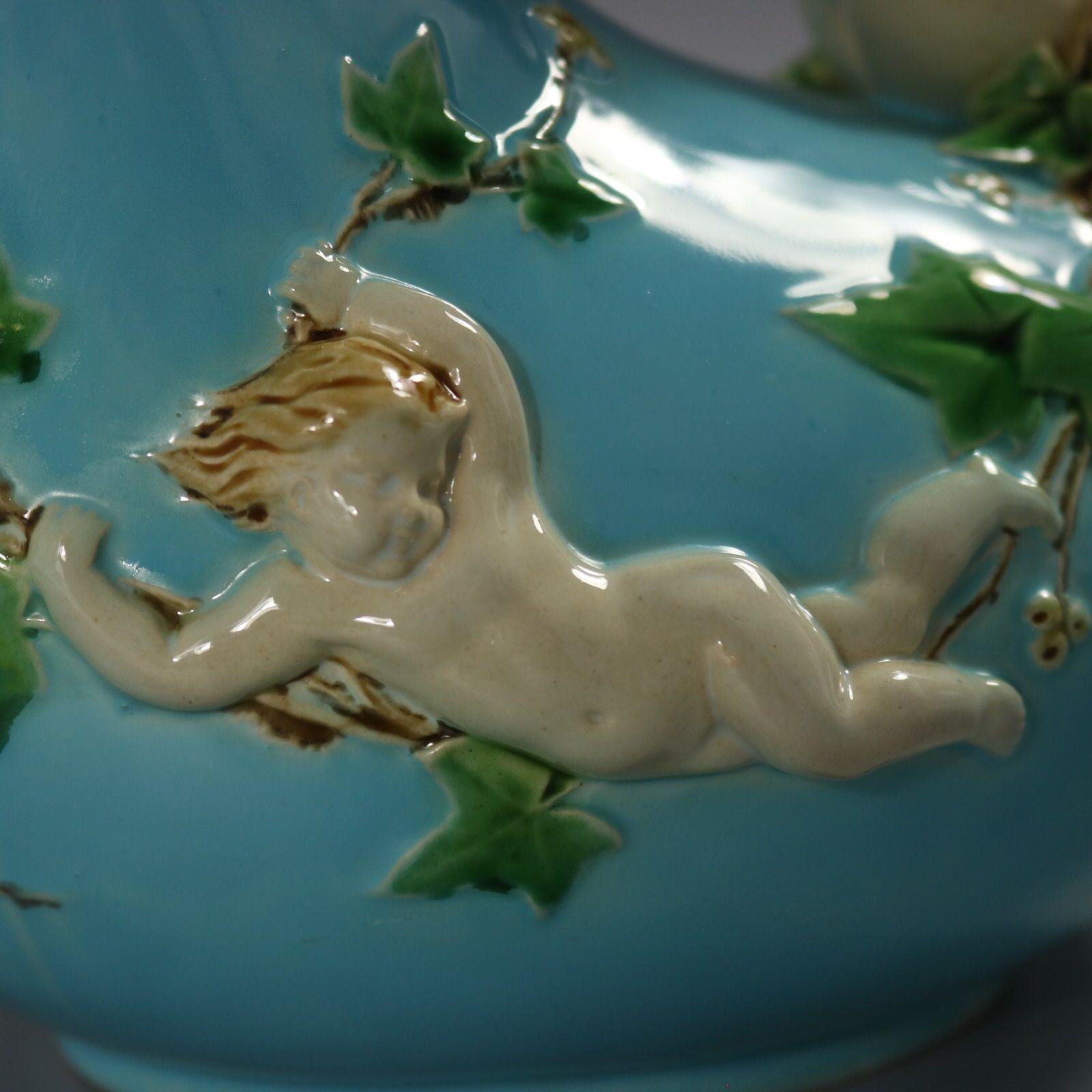 Minton Majolica Mermaid and Cherub Wine Pitcher For Sale 9