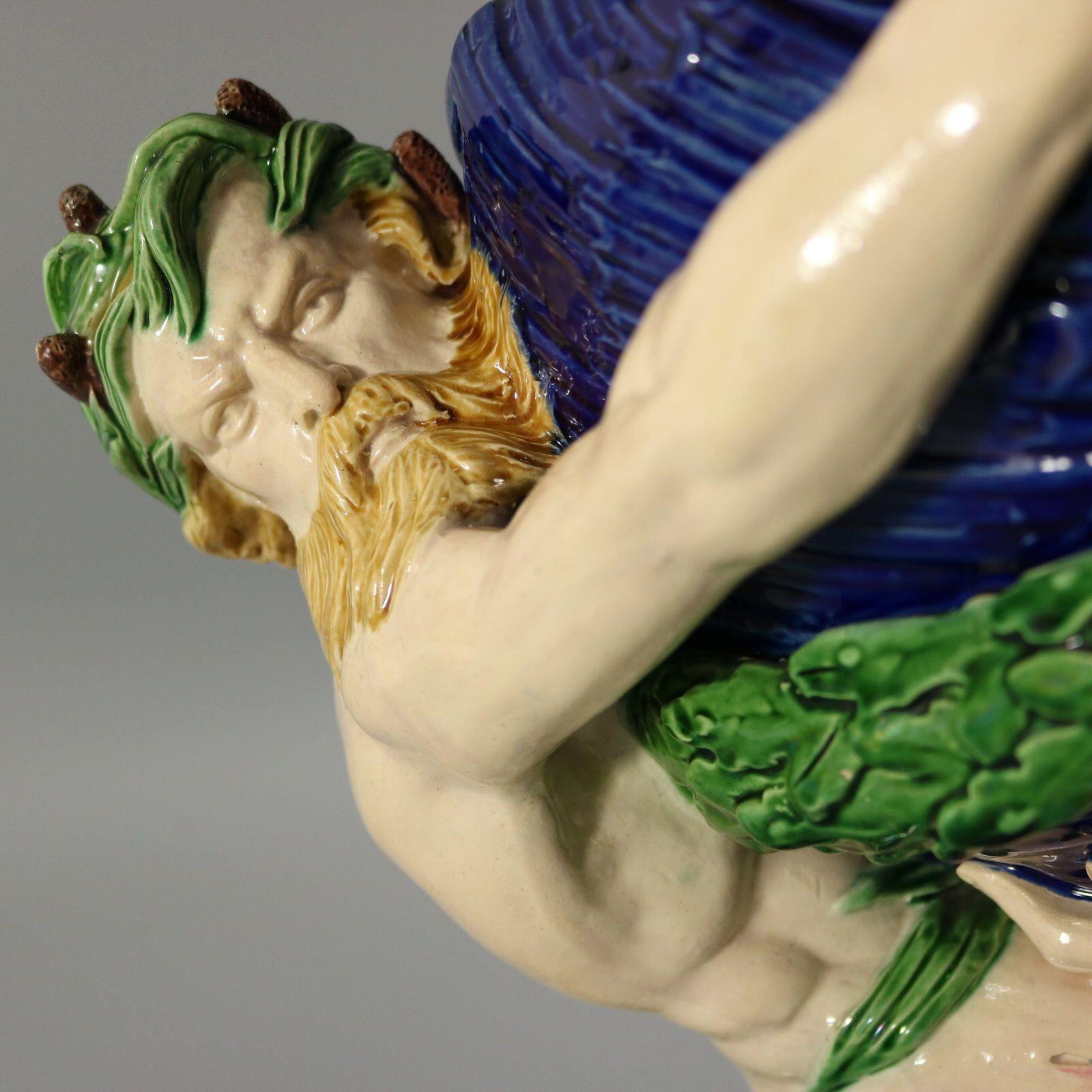 Minton Majolica Mermen Jardiniere Turquoise Interior For Sale 3