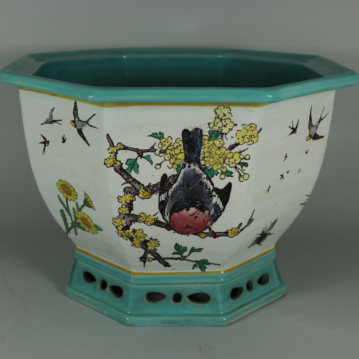 Victorian Minton Majolica 'Naturalist' jardinière by W.S Coleman