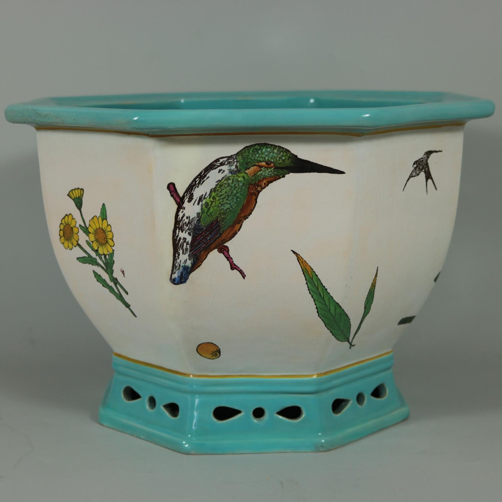 British Minton Majolica 'Naturalist' Jardiniere by W.S Coleman For Sale