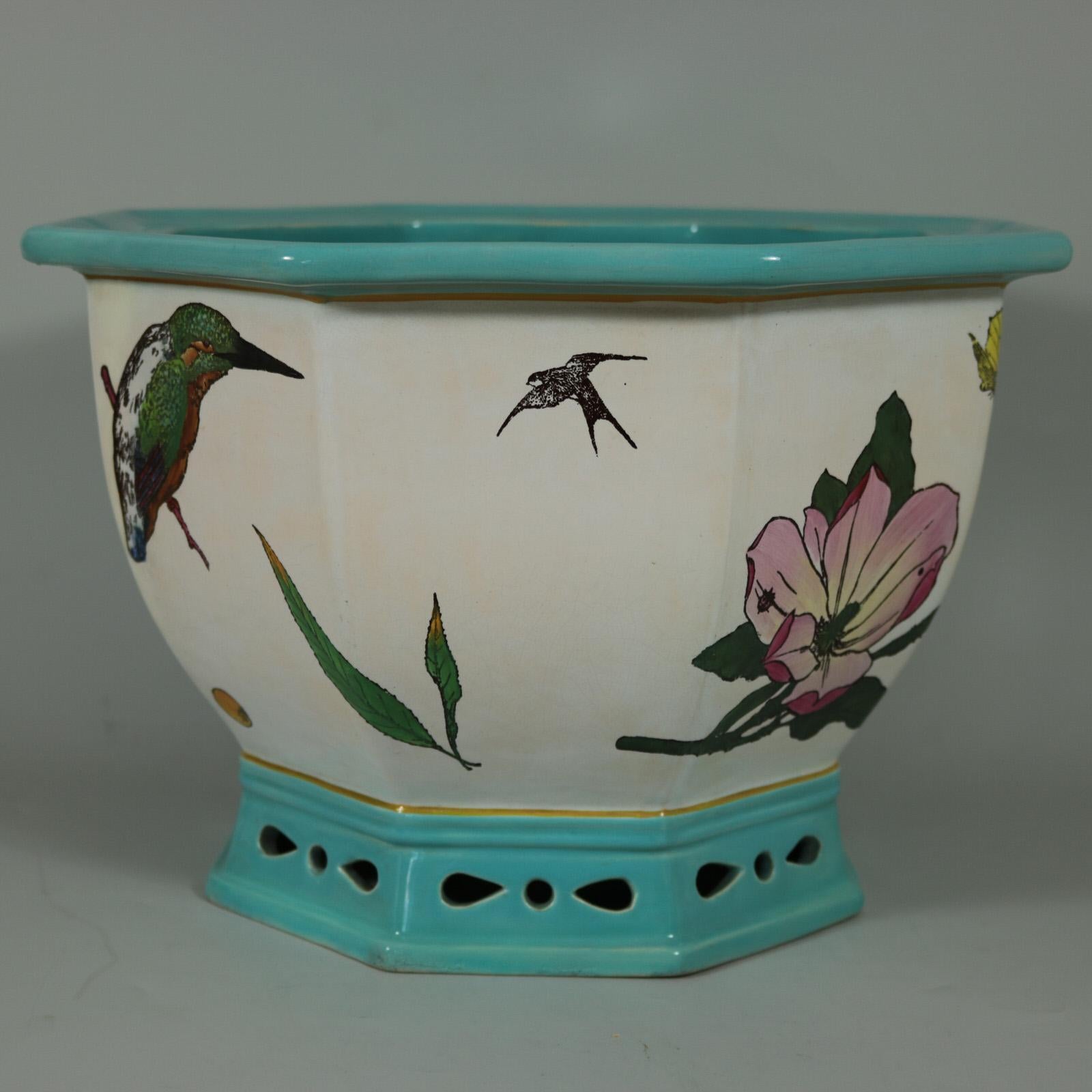 Glazed Minton Majolica 'Naturalist' Jardiniere by W.S Coleman For Sale