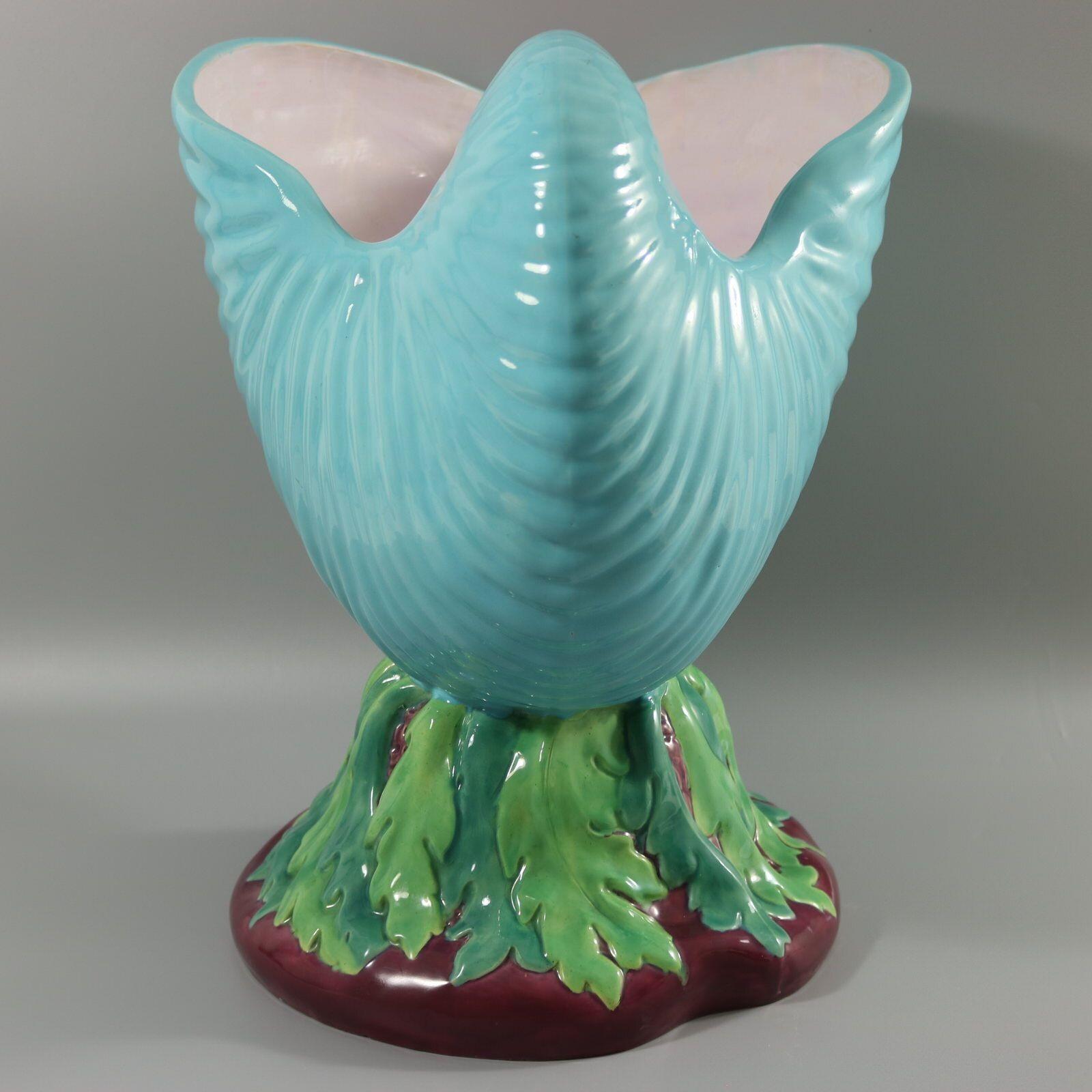 Late 19th Century Minton Majolica Nautilus Shell Flower Pot For Sale