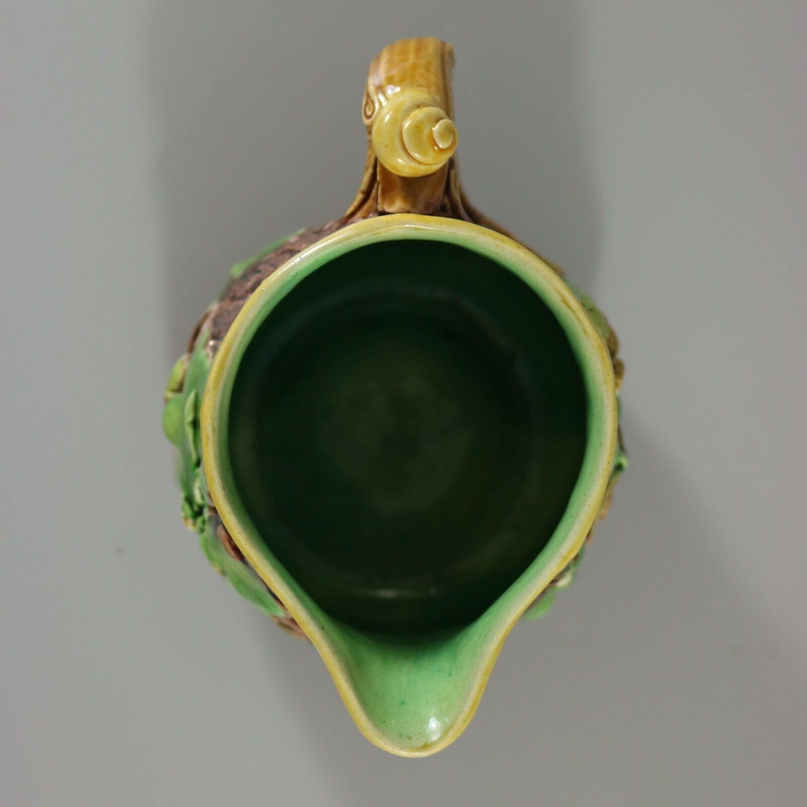 Minton Majolica Oak Jug / Pitcher with Snail Handle 4