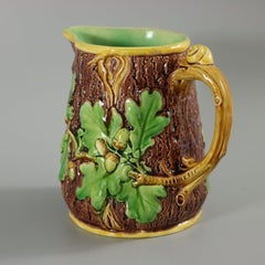 Minton Majolica Oak Jug / Pitcher with Snail Handle