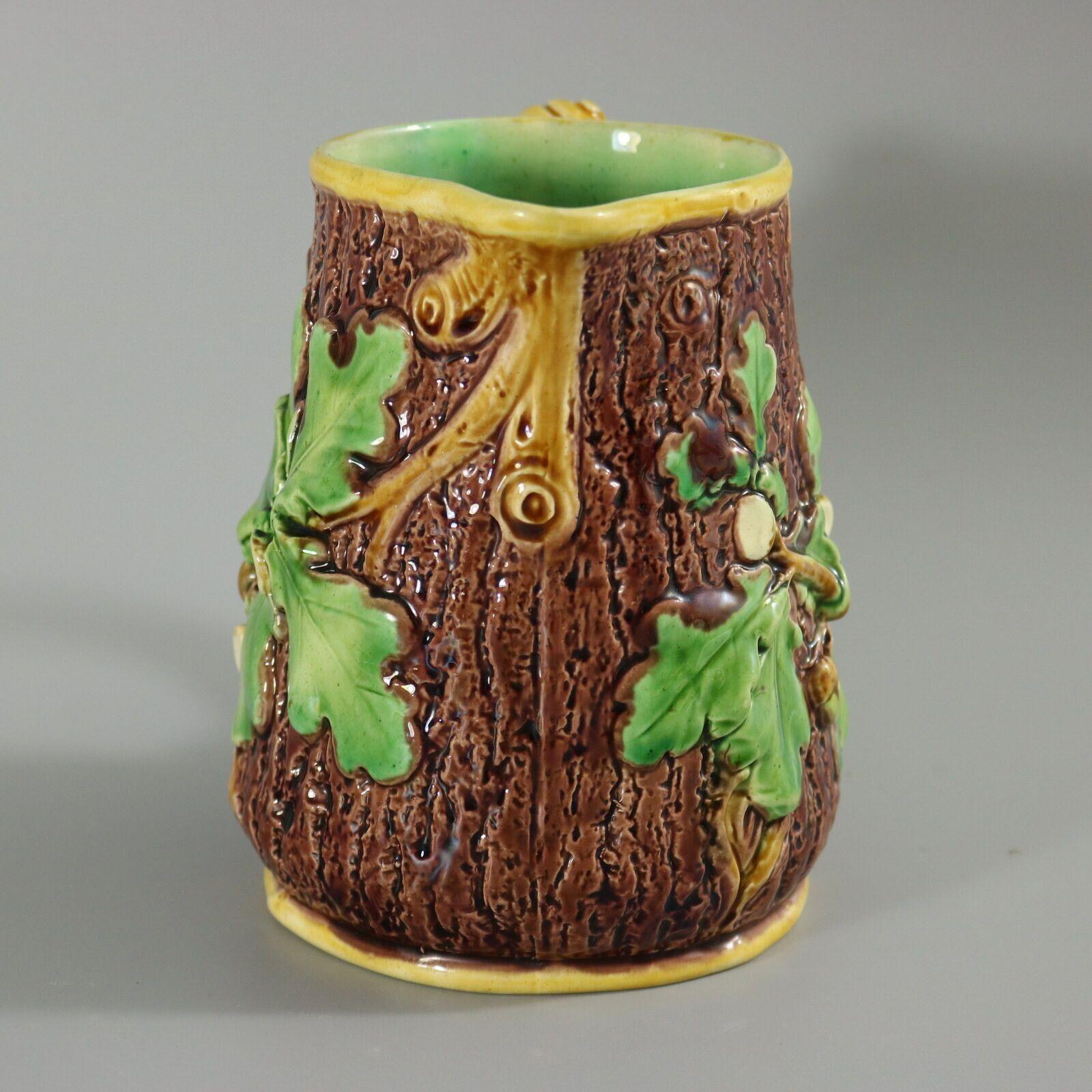 Mid-19th Century Minton Majolica Oak Jug / Pitcher with Snail Handle For Sale