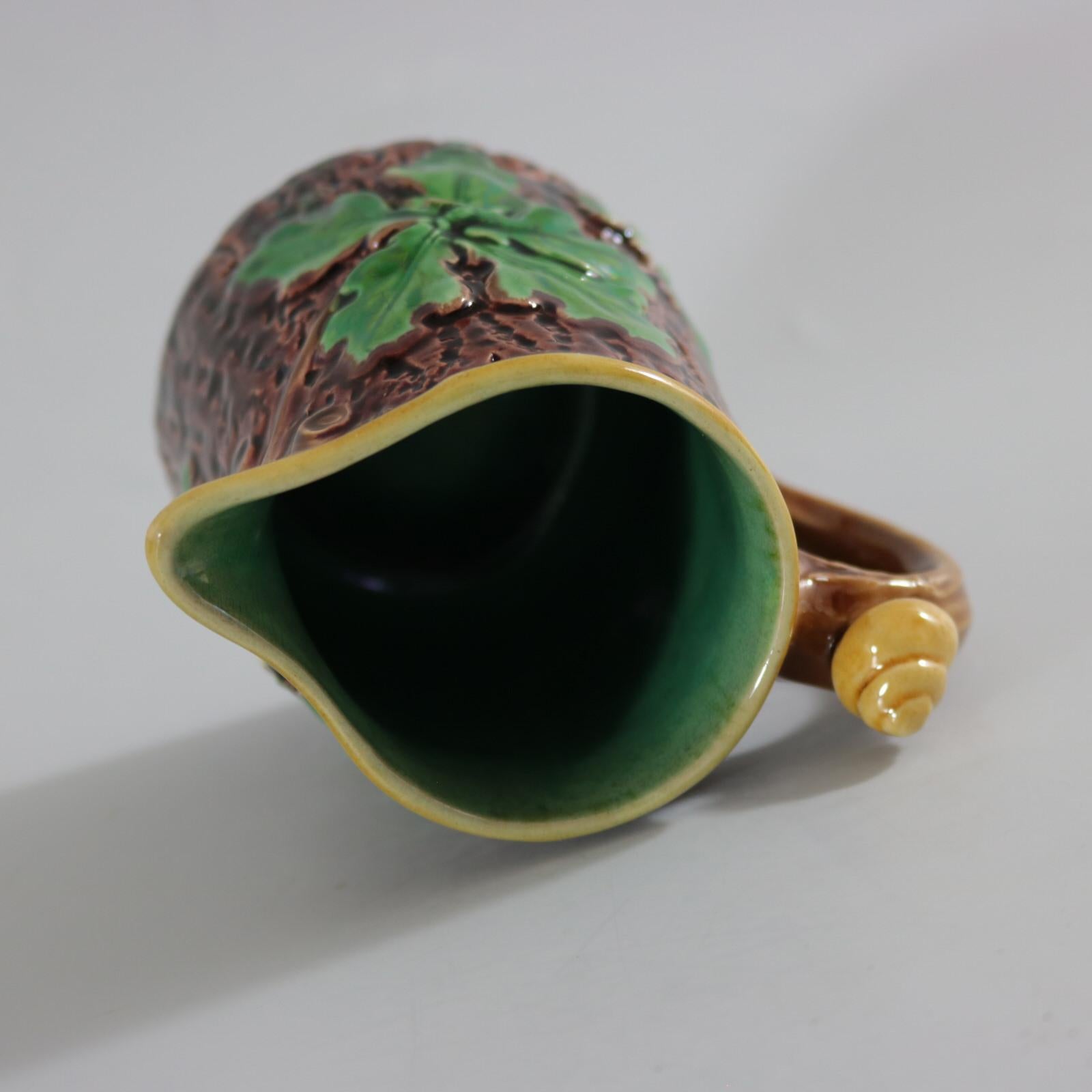 Minton Majolica Oak Jug/Pitcher with Snail Handle For Sale 2