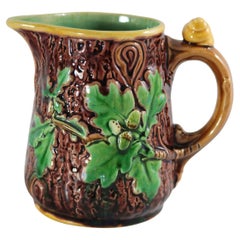 Minton Majolica Oak Jug/Pitcher with Snail Handle