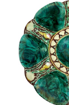 Minton Majolica Oyster Plate 'Malachite, ' English, Dated 1873