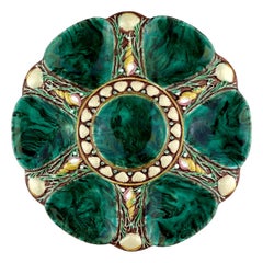 Minton Majolica Oyster Plate 'Malachite, ' English, Dated 1873