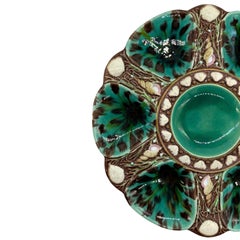 Minton Majolica Oyster Plate, Mottled Leopard Spots, English, Dated 1870