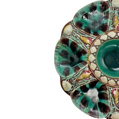 Minton Majolica Oyster Plate, Mottled Leopard Spots, English, Dated 1870