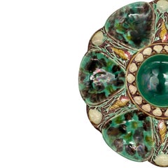 Minton Majolica Oyster Plate, Mottled Leopard Spots, English, Dated 1871