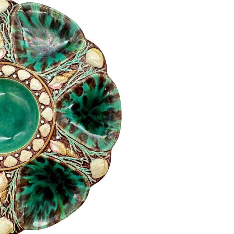 Victorian Minton Majolica Oyster Plate, Mottled Leopard Spots, English, Dated 1871