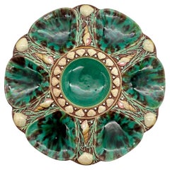Minton Majolica Oyster Plate, Mottled Leopard Spots, English, Dated 1871