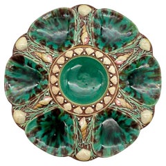 Used Minton Majolica Oyster Plate, Mottled Leopard Spots, English, Dated 1871