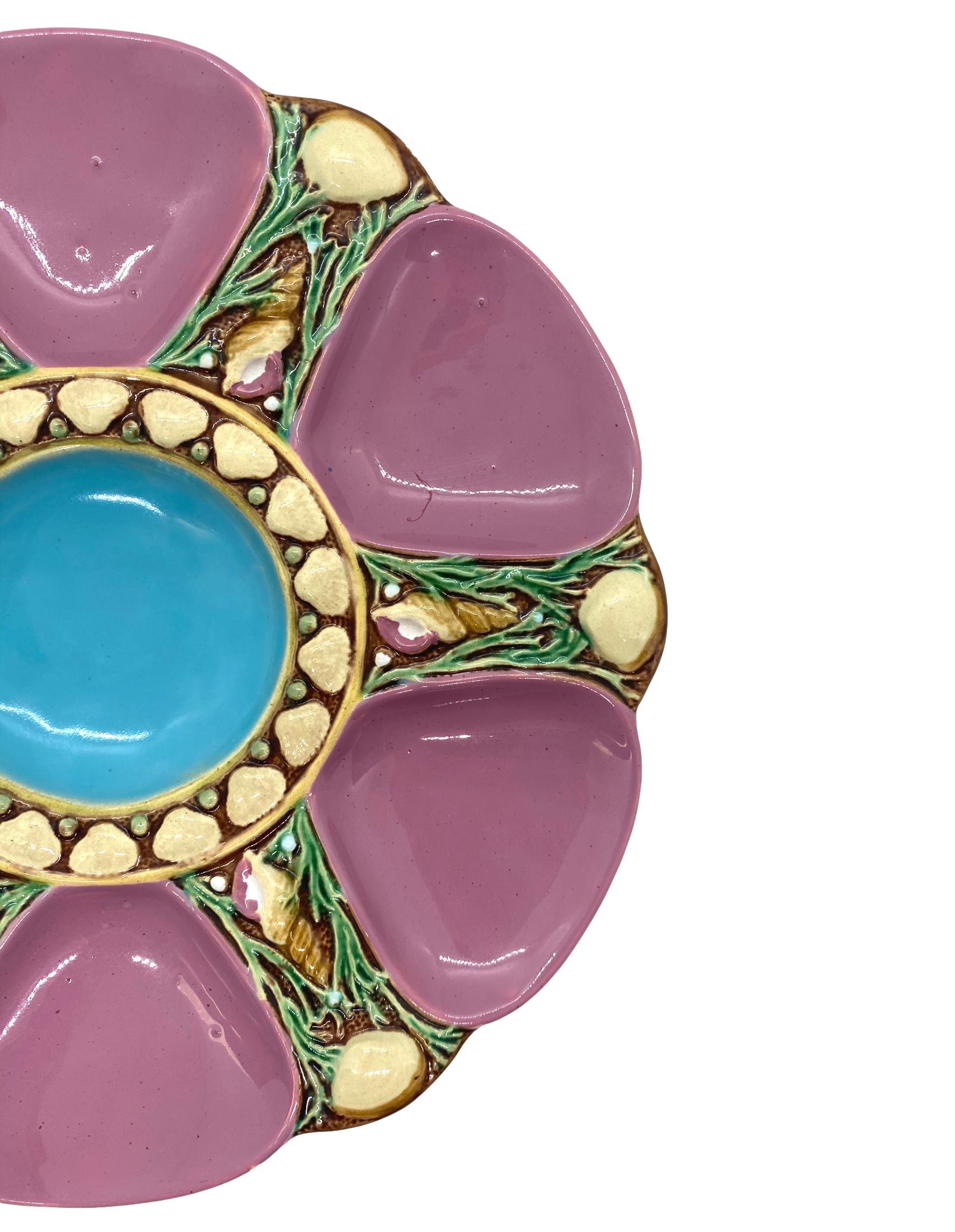 Molded Minton Majolica Pink Oyster Plate, circa 1873