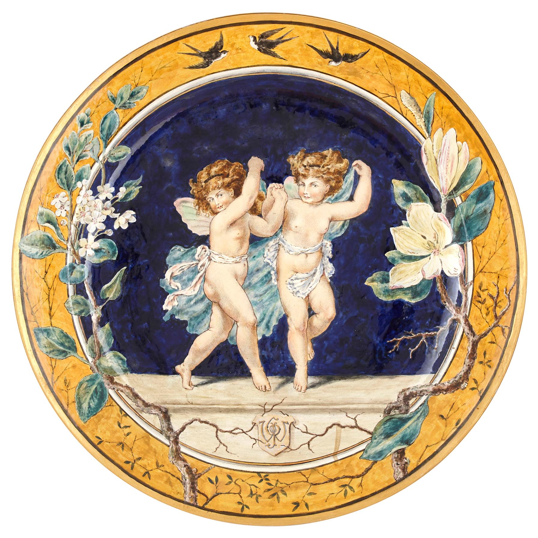 Minton Majolica Plate with Design by W. S. Coleman