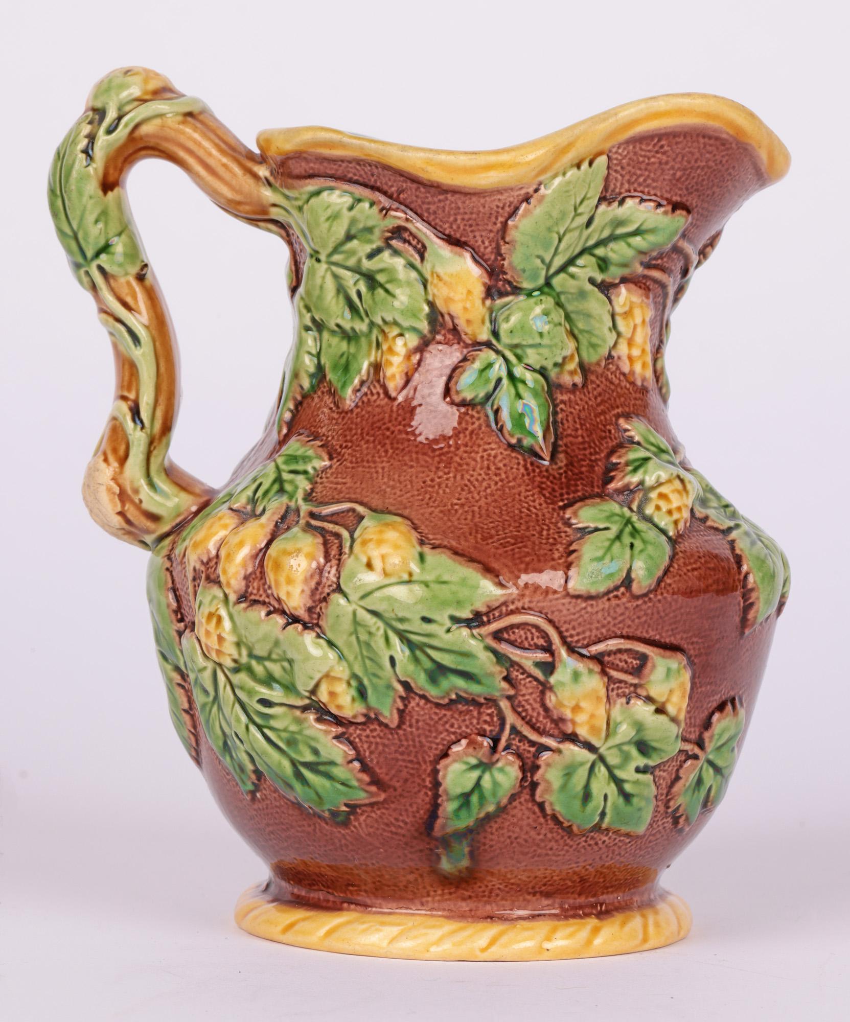 Minton Majolica Pottery Ale Jug Decorated with Hops 3