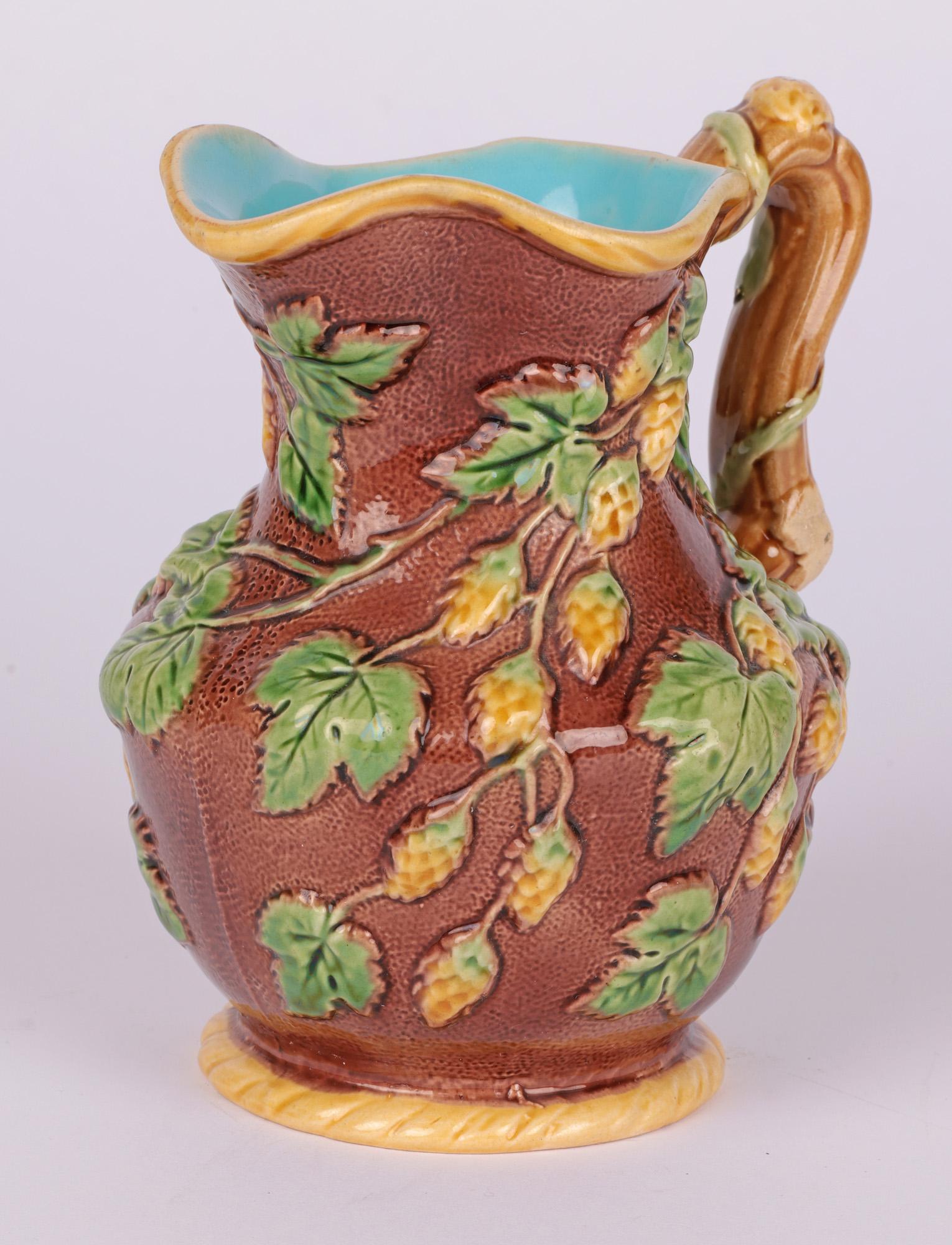 Mid-19th Century Minton Majolica Pottery Ale Jug Decorated with Hops
