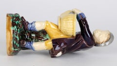 Minton Majolica Pottery Boy Holding a Basket Probably for Salt