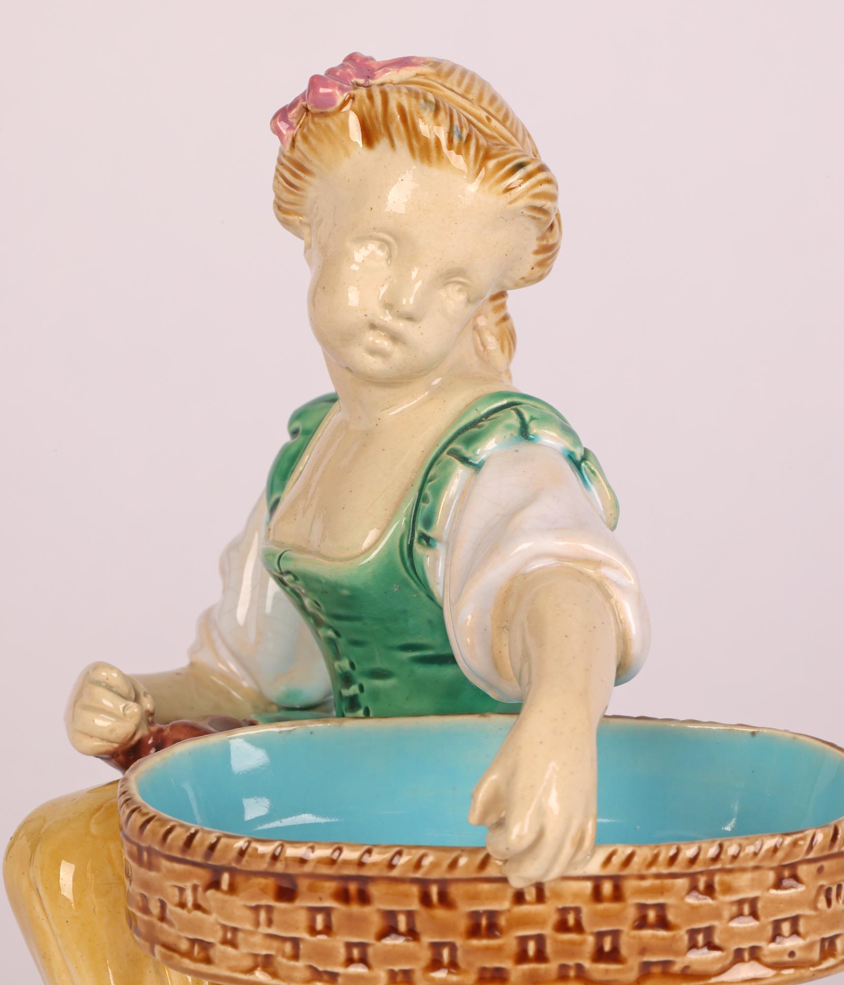 Minton Majolica Pottery Girl Harvester Figurine 1864  For Sale 5