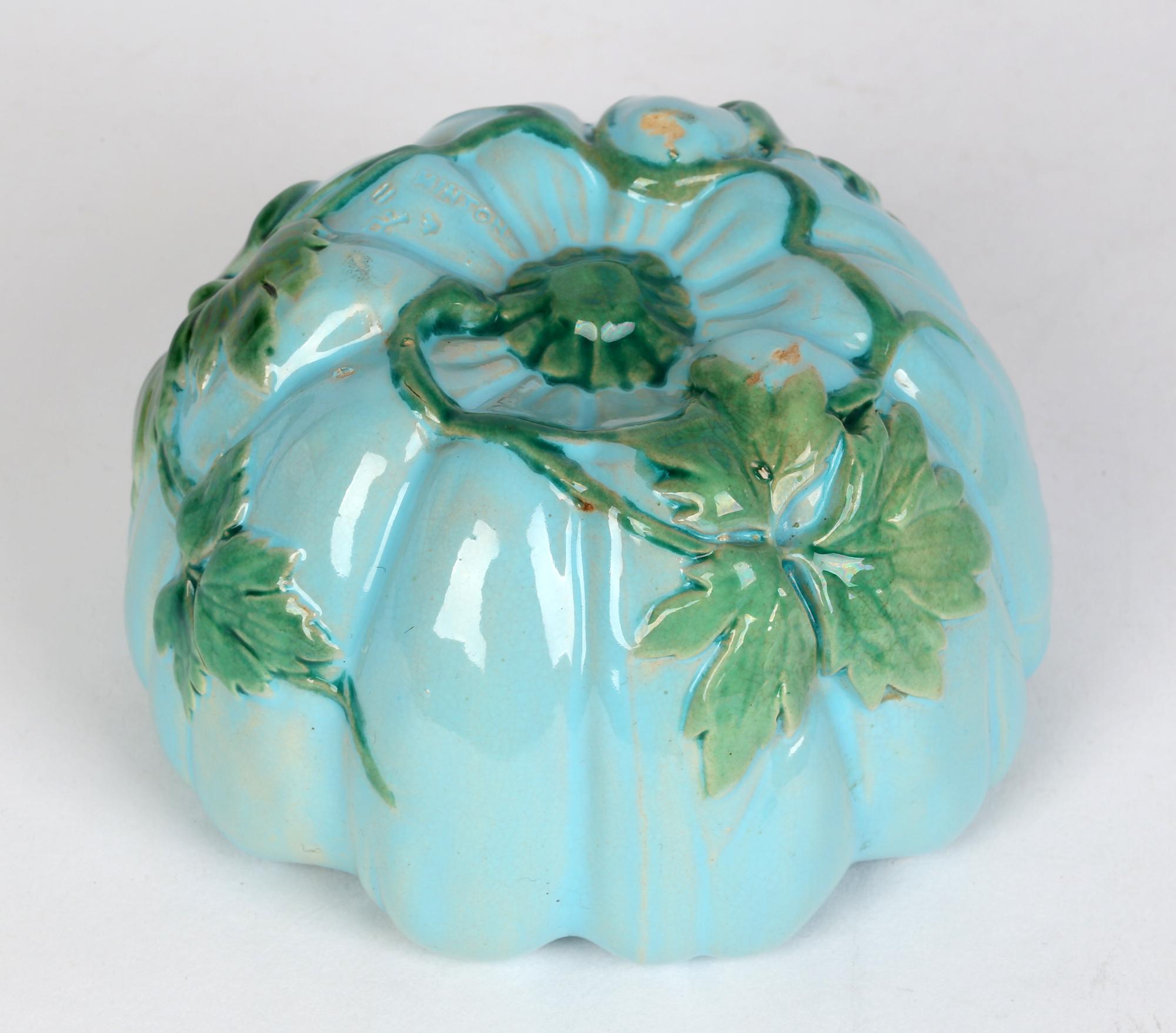 Minton Majolica Pottery Gourd or Pumpkin Shaped Bowl Dated 1862 3