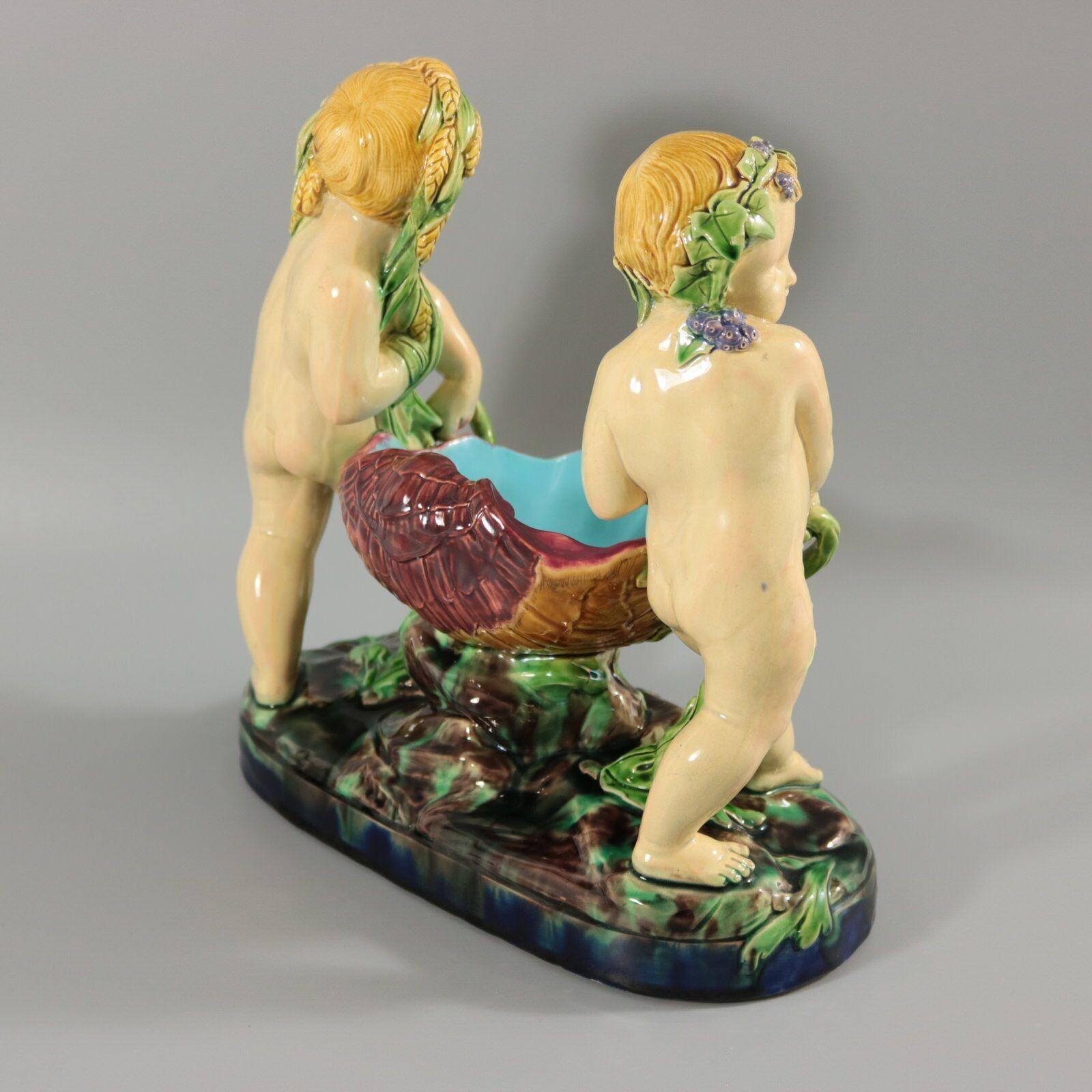 Minton Majolica Putti Shell Carriers For Sale 1