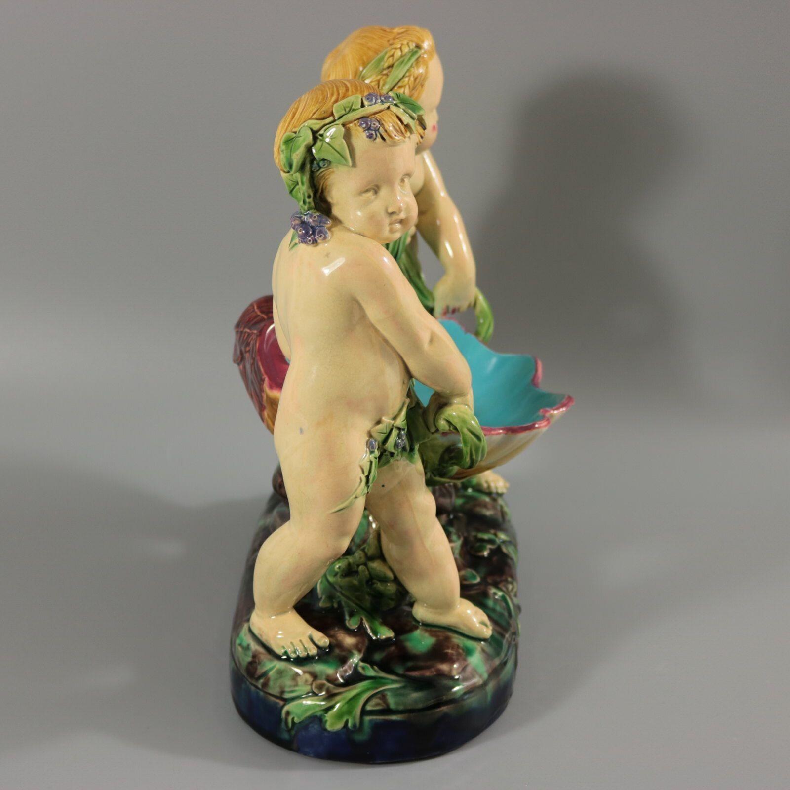 Minton Majolica Putti Shell Carriers For Sale 2