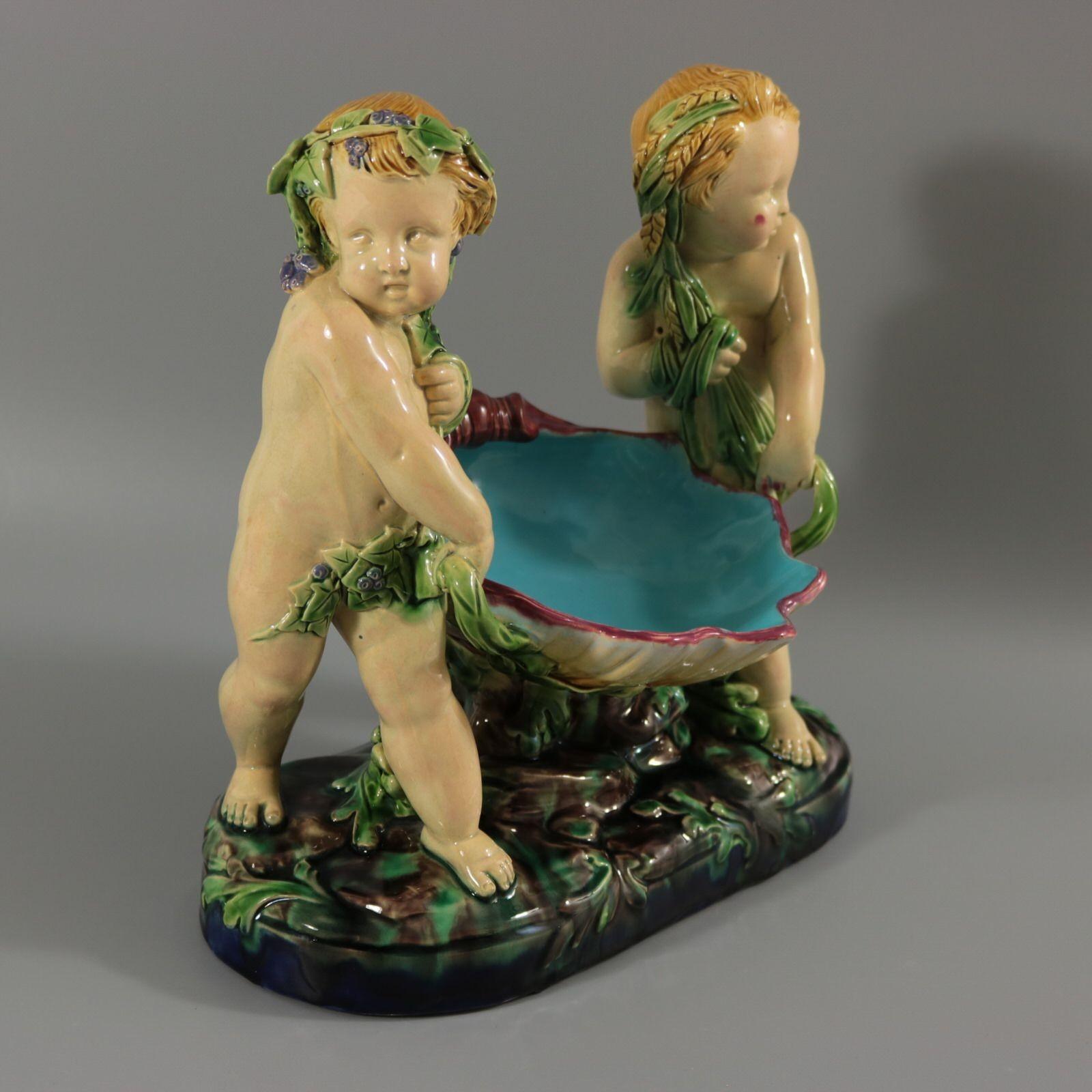Minton Majolica Putti Shell Carriers For Sale 3