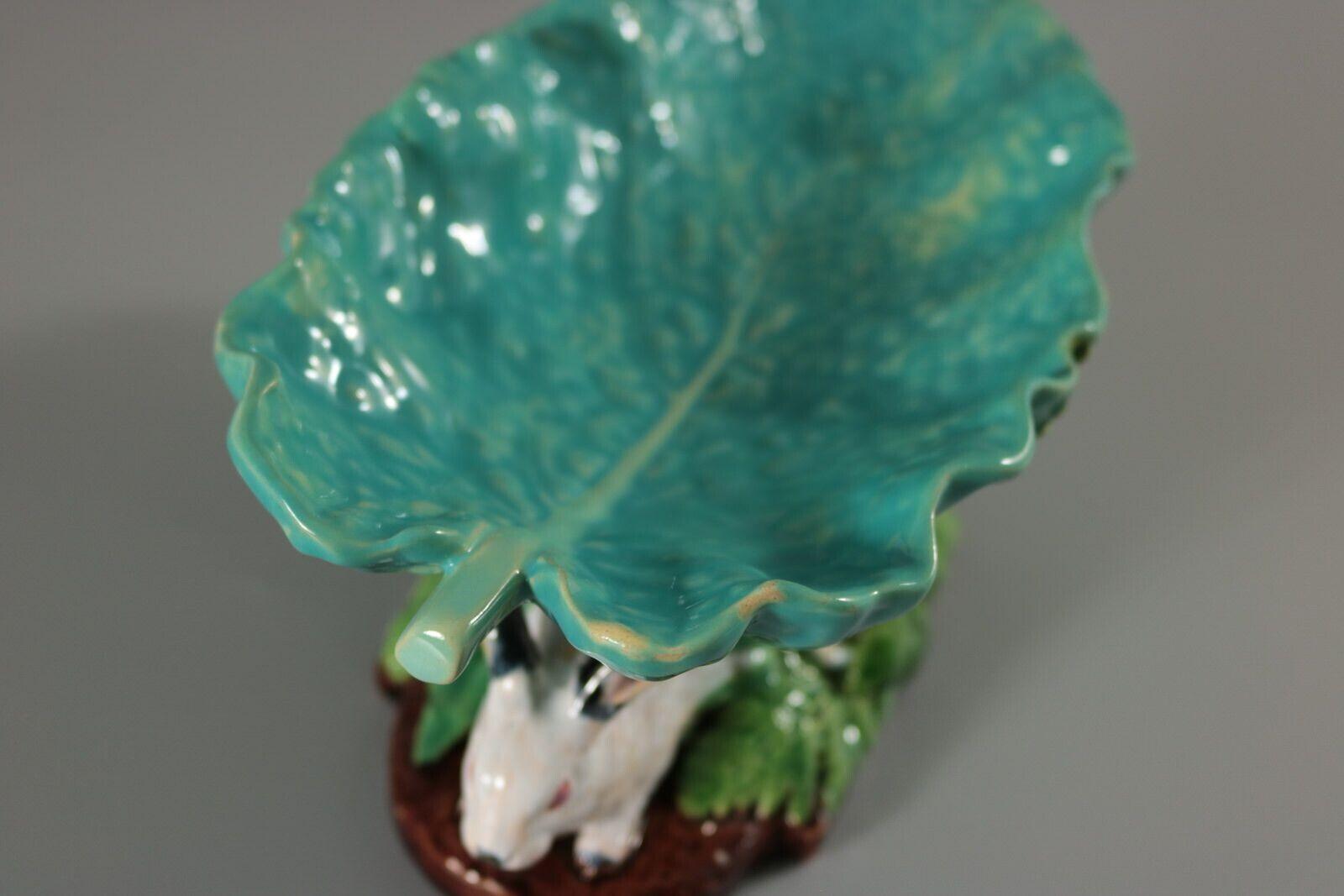 Minton Majolica Rabbits with Leaf Dish For Sale 8