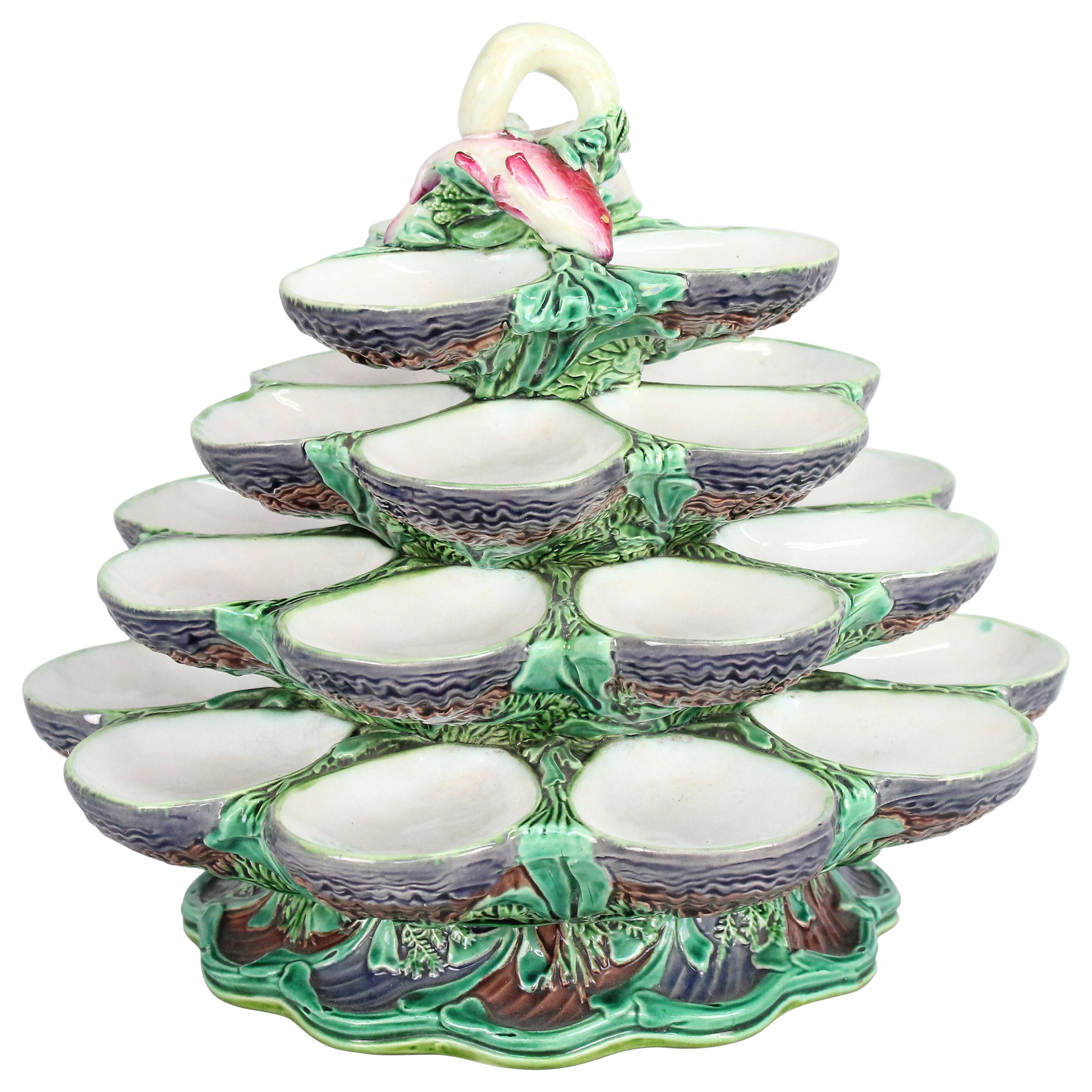 Minton Majolica Revolving Oyster Stand, 1881