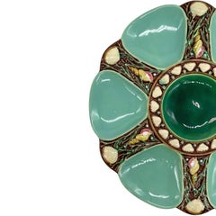 Minton Majolica Seafoam Green Oyster Plate, Shells and Seaweed, Dated 1872