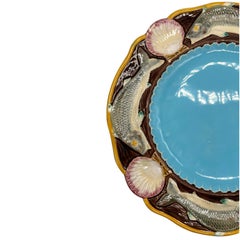Minton Majolica Seafood Plate with Fish and Shells, English, Dated 1872