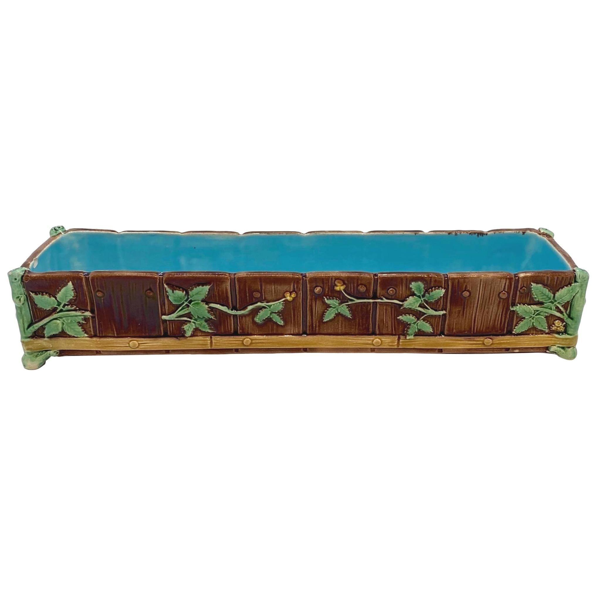 Minton Majolica Small Jardinière Flower Trough Singed, Dated 1871