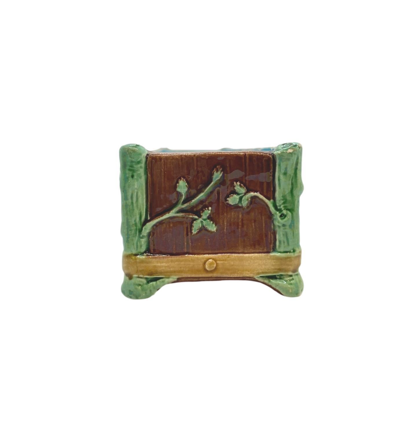 English Minton Majolica Small Jardinière Flower Trough Singed, Dated 1871 For Sale