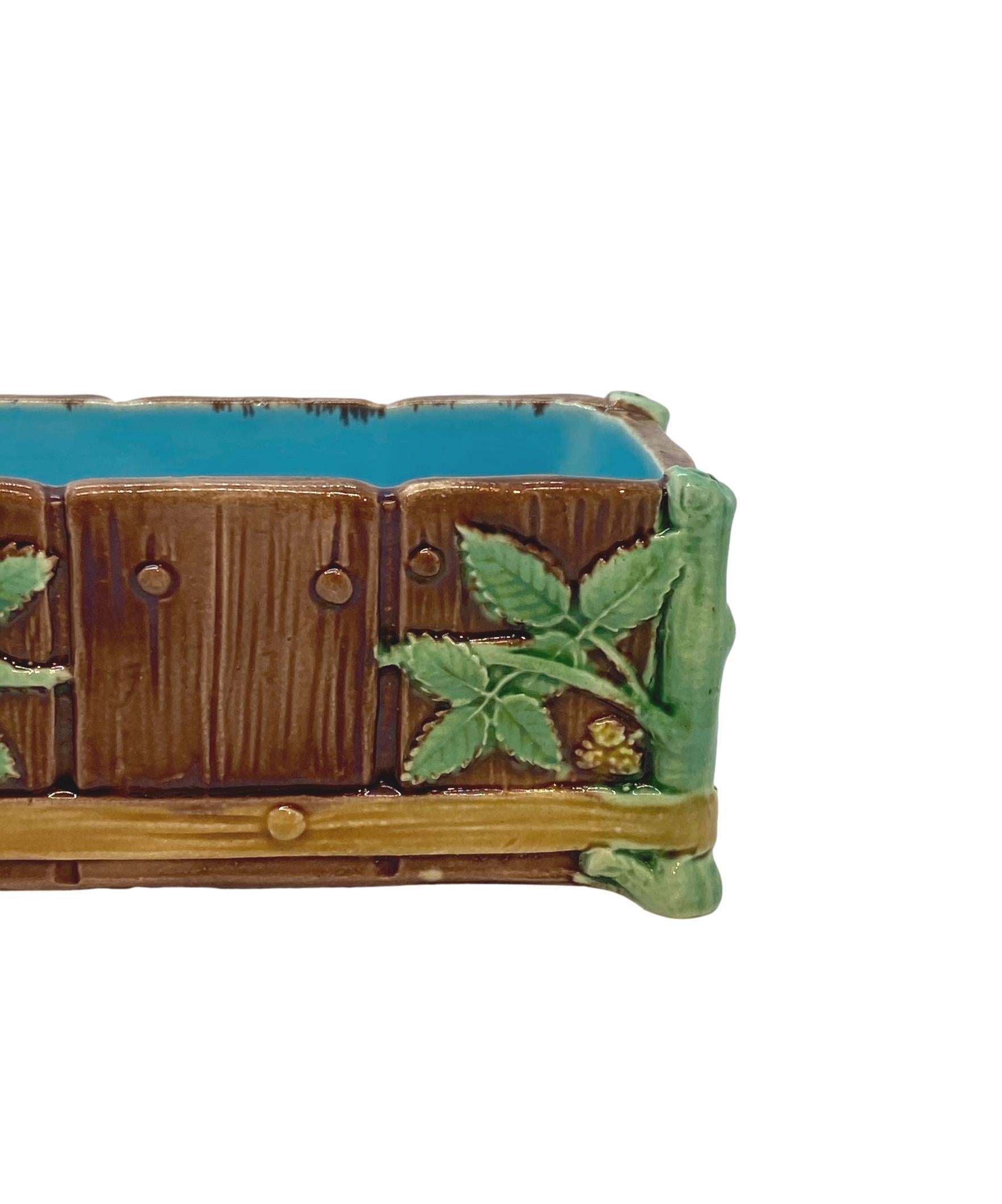 19th Century Minton Majolica Small Jardinière Flower Trough Singed, Dated 1871 For Sale