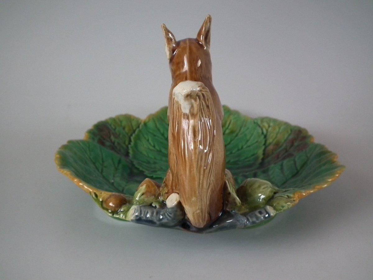 Glazed Minton Majolica Squirrel Nut Dish