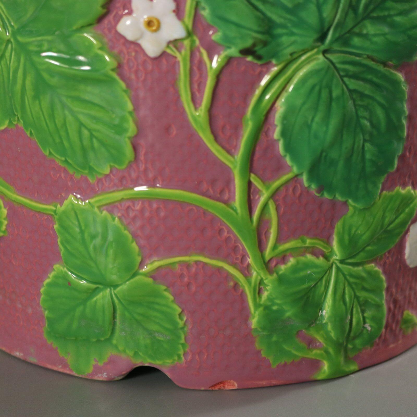 Minton Majolica Strawberry Planter in Pink For Sale 5