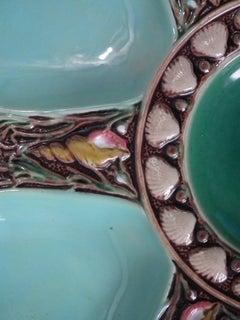 Minton Majolica Turquoise 6 Well Oyster Plate