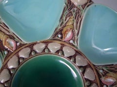 Minton Majolica Turquoise 6 Well Oyster Plate