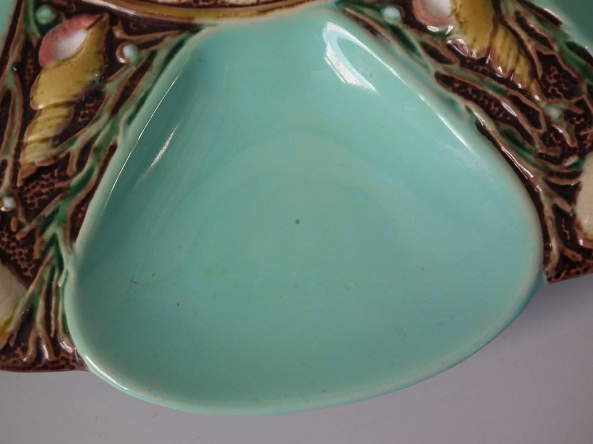 Mid-19th Century Minton Majolica Turquoise 6 Well Oyster Plate