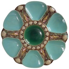 Minton Majolica Turquoise 6 Well Oyster Plate