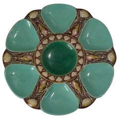 Minton Majolica Turquoise 6 Well Oyster Plate