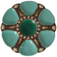 Minton Majolica Turquoise 6 Well Oyster Plate