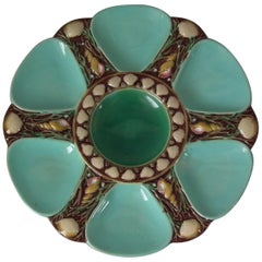 Minton Majolica Turquoise 6 Well Oyster Plate