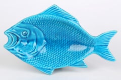 Minton Majolica Turquoise Glazed Pottery Fish Shaped Serving Dish Dated 1872