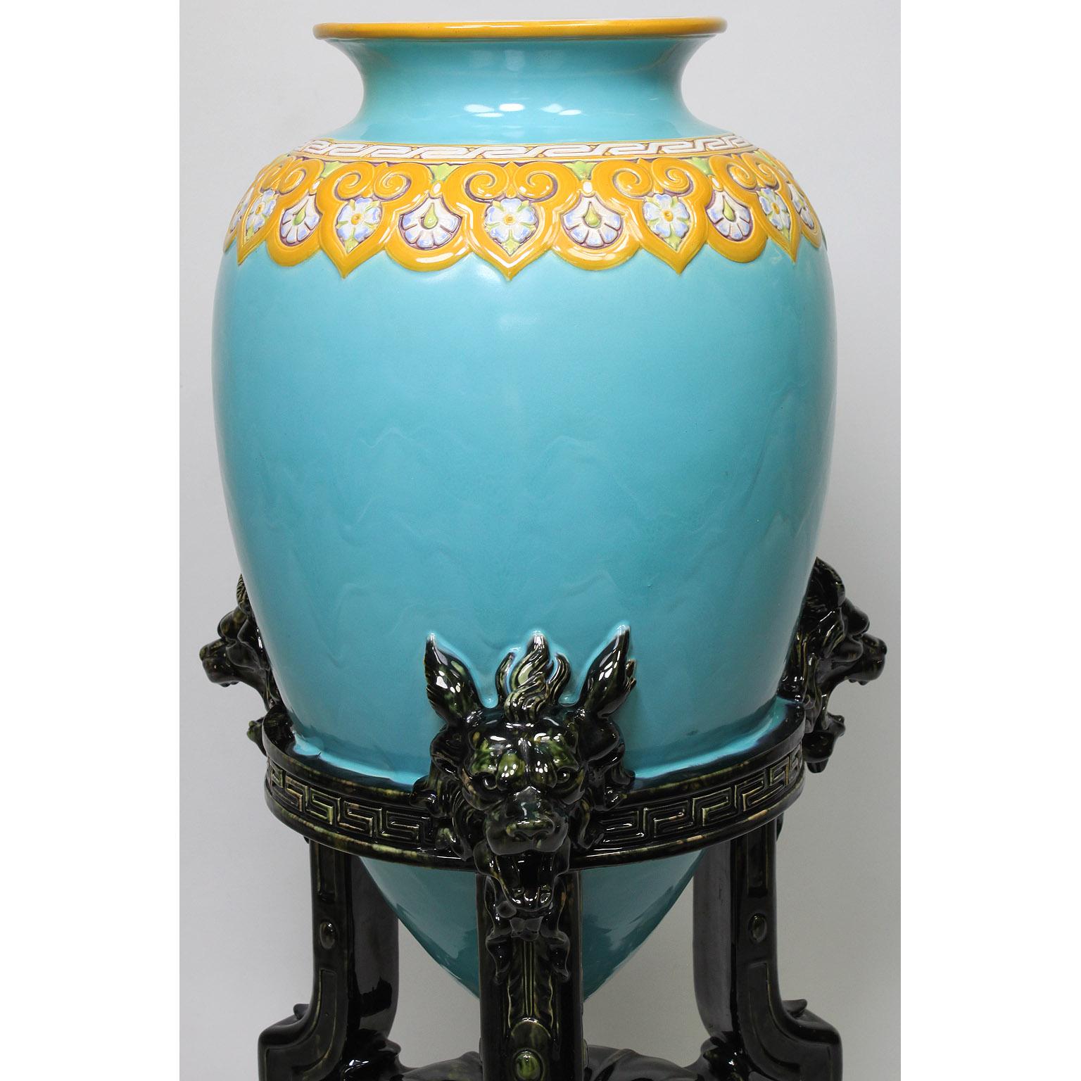 19th Century Minton Majolica Turquoise-Ground 